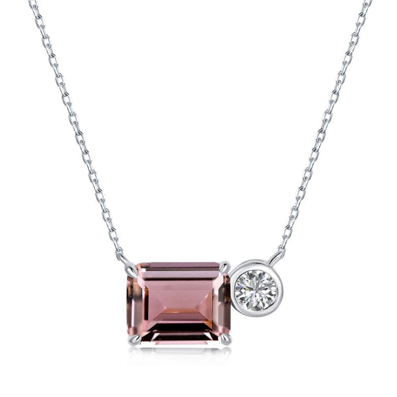Sleek Emerald Cut and Solitaire Necklace

