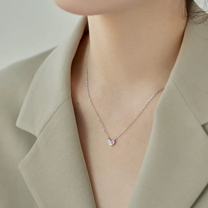 Half Pink Half White Heart Pendant

