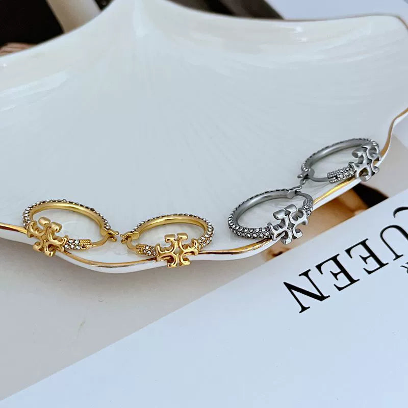 Gold and Silver Double T Huggies

