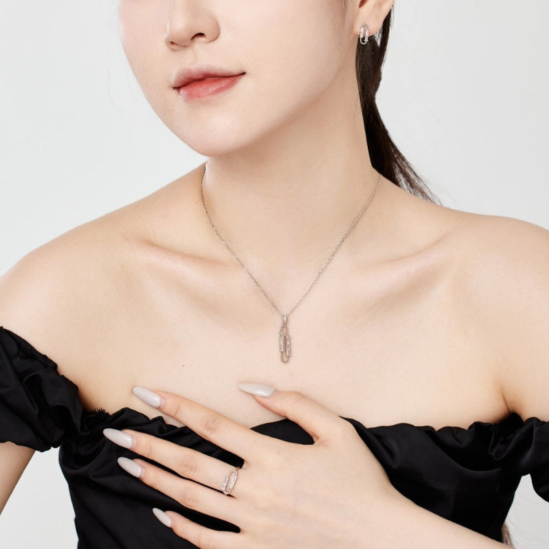 Sparkling Multi-Colored Baguette Link Necklace


