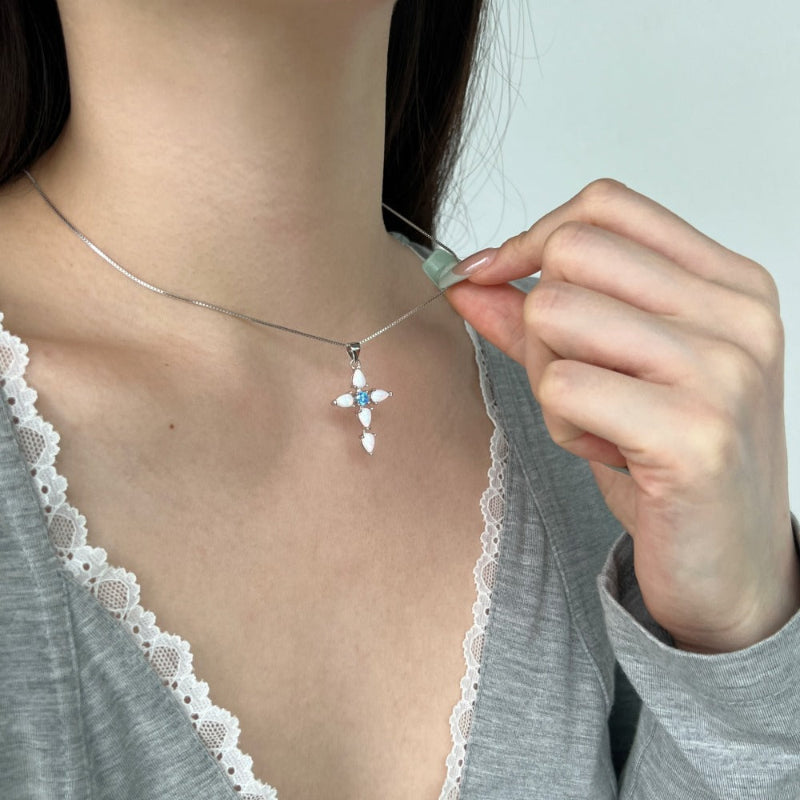 Subtle Sophistication Opal Cross Pendant