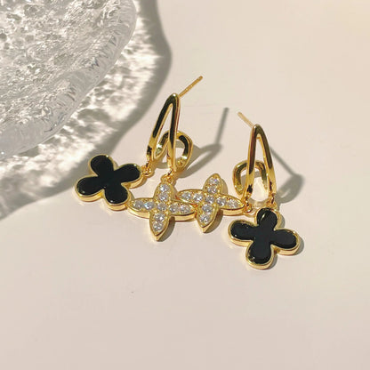 Contrast Clover Dangle Earrings

