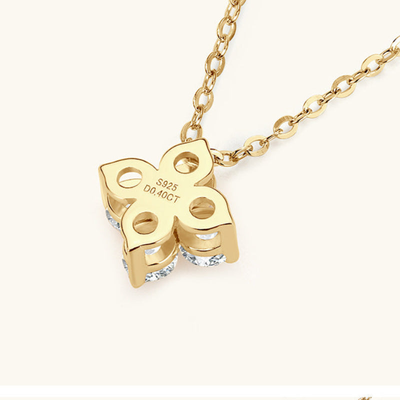 White Gold Plated Look Moissanite Clover Necklace


