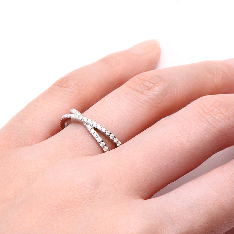 Delicate Criss-Cross Pave Engagement Ring

