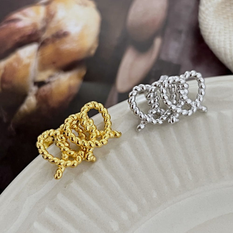 Dual Tone Knotted Heart Studs

