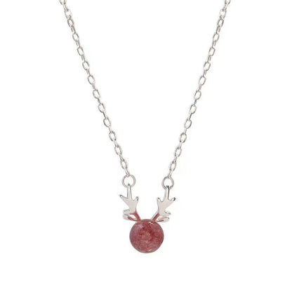 strawberry red ball antler necklace