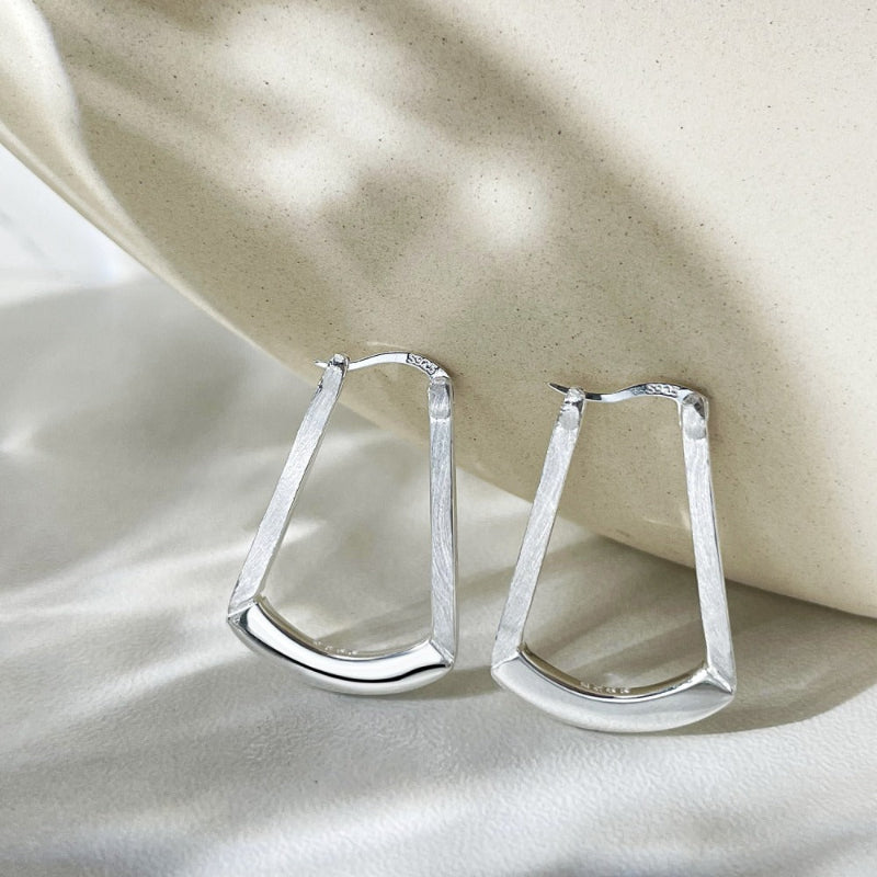 Contemporary Silver Drop Earrings

