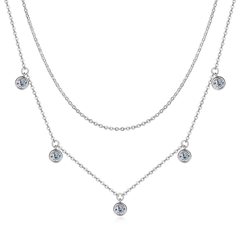 Precious Moissanite Station Drop Necklace

