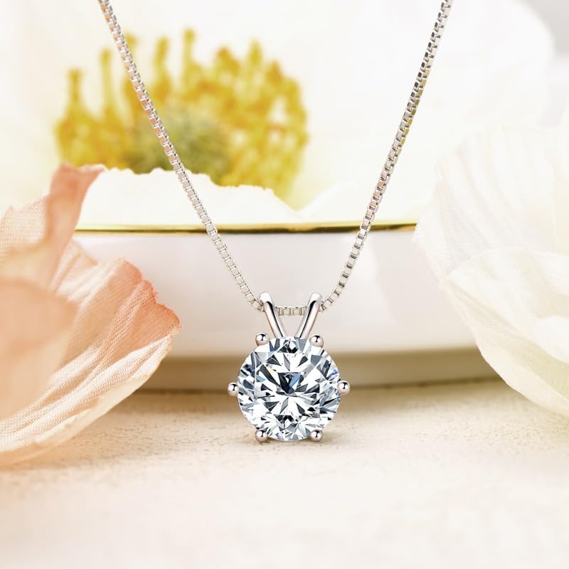 Lustrous Silver Moissanite Prom Necklace

