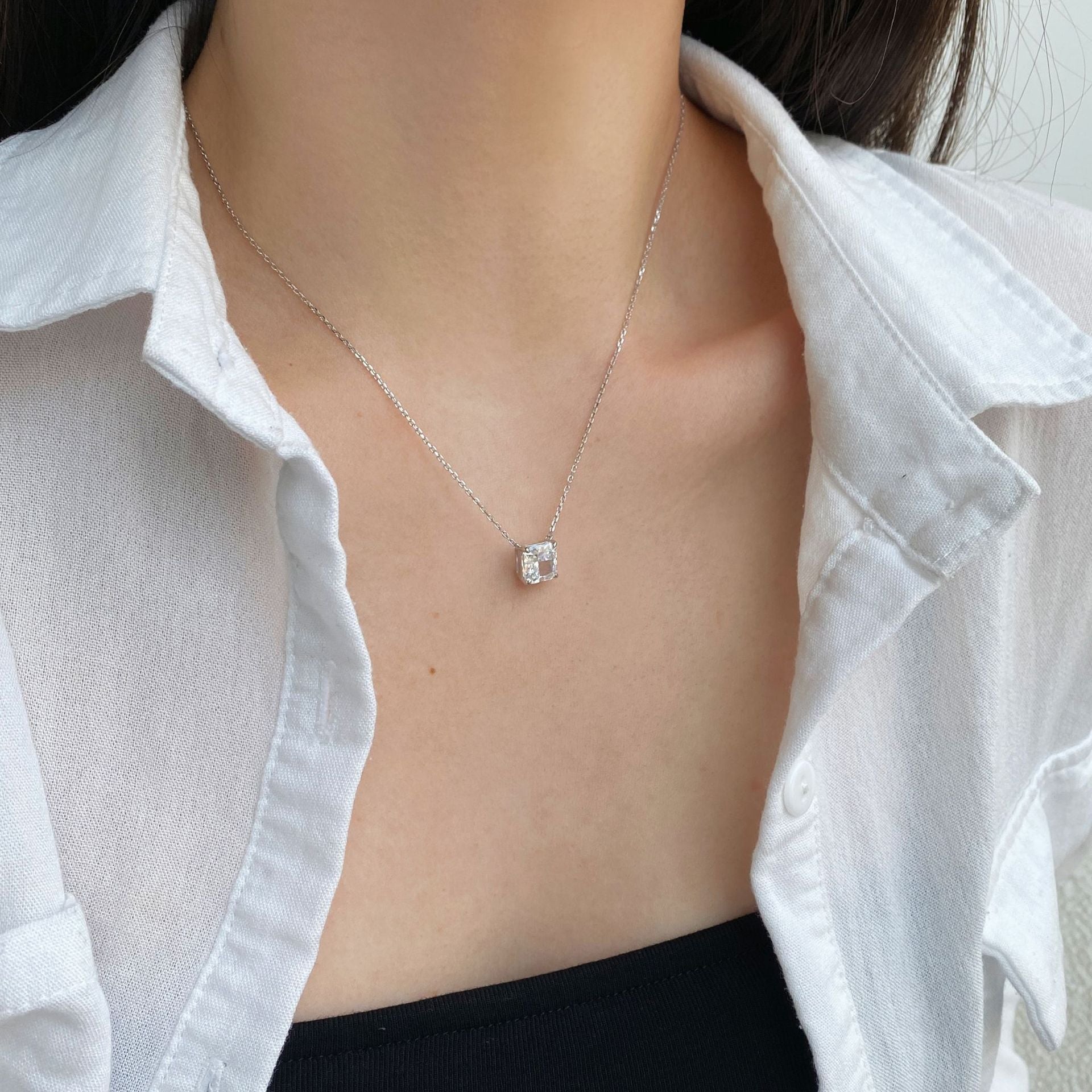 Vintage-Inspired Square Zirconia Pendant