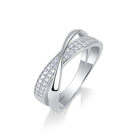 Pave Set Intertwined Silver Band

