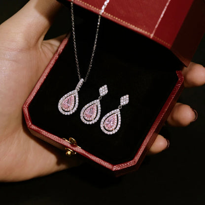 Delicate Pink Diamond Waterdrop Pendant