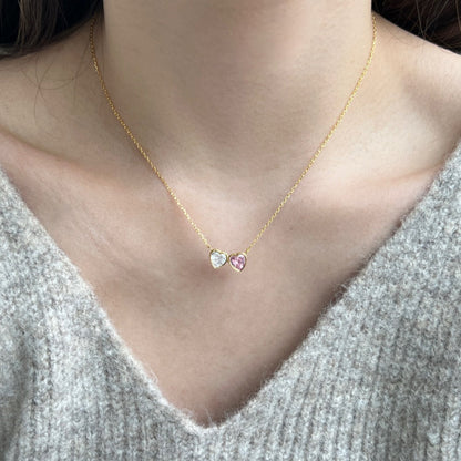 Eye-Catching Heart Pair on Silver Chain


