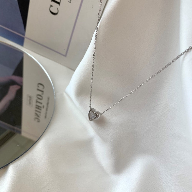 Statement Rhodium Heart Necklace