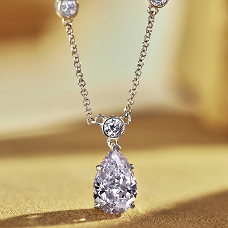Classic Pear & Round Station Necklace

