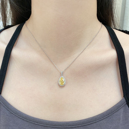 Lemon Quartz Halo Necklace

