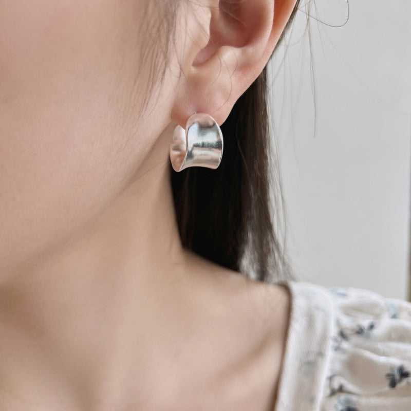 Puffed Silver Hoops

