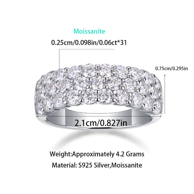 Dazzling 31-Stone Moissanite Silver Ring

