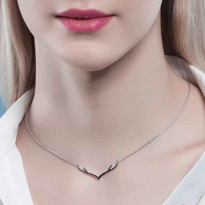 Jimmy's Jewelry Minimalist Antler Pendant Necklace in 925 Sterling Silver