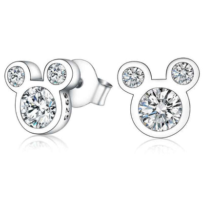 Silver Rhinestone Mickey Earrings