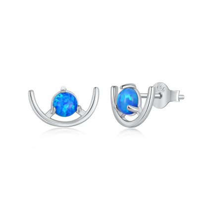 Sparkling Floral Blue Opal Studs

