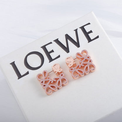 LOEWE Diamond Cutout Logo Metal Stud Earrings Bracelet Necklace