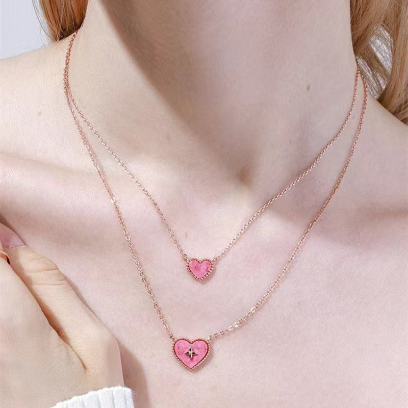 rose stone heart necklace for women