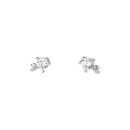 diamond fish stud silver