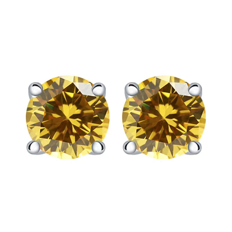 golden Multicolor Birthstone Stud Earrings Set