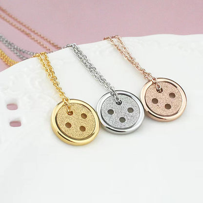 silver button necklace