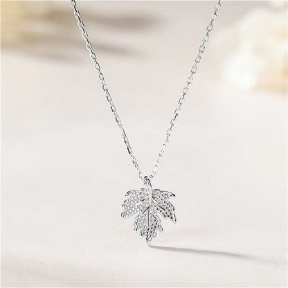 silver maple leaf necklace