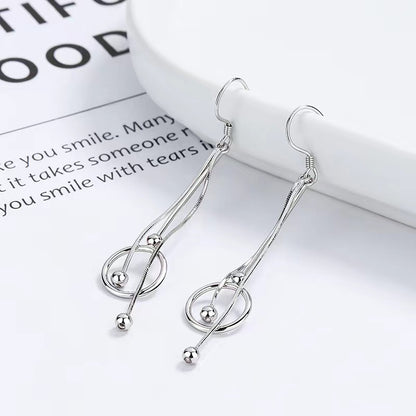 Silver Circle Tassel Ear Hooks earrings