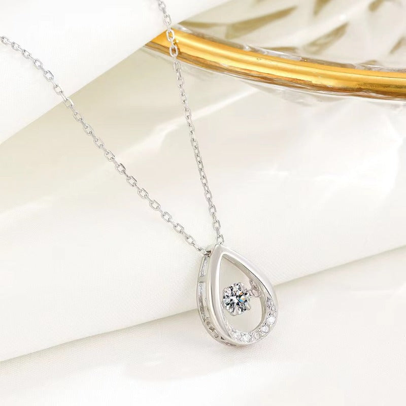 silver diamond waterdrop necklace