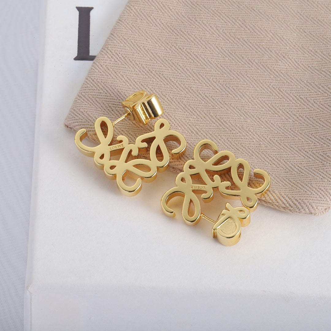 LOEWE Exquisite Openwork Square Metal Earrings