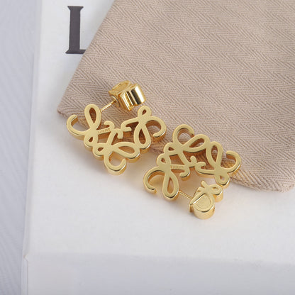 LOEWE Exquisite Openwork Square Metal Earrings
