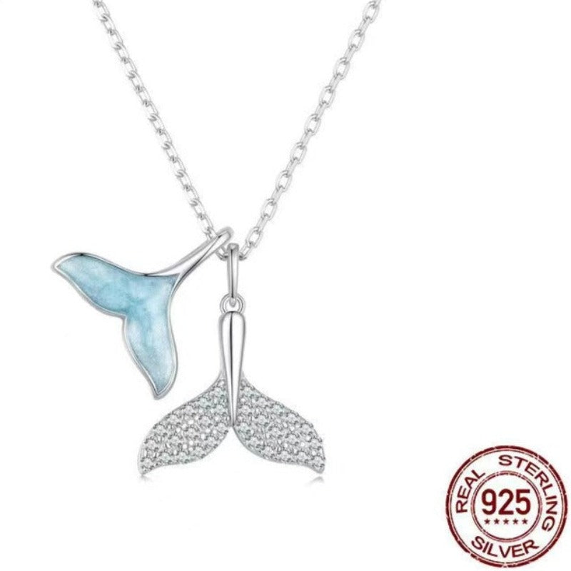 white gold whale tail necklace