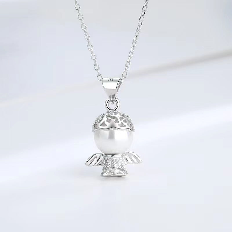 lovely angel necklace silver