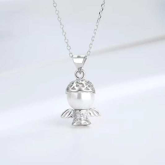 lovely angel necklace silver