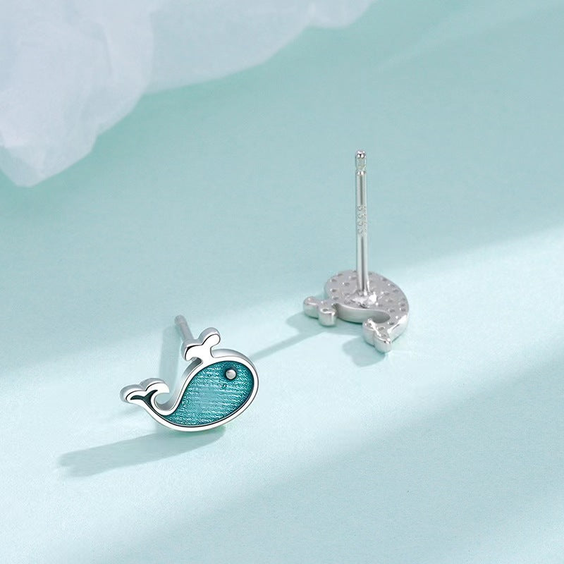whale shark stud earrings silver