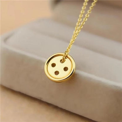 button necklace silver for women