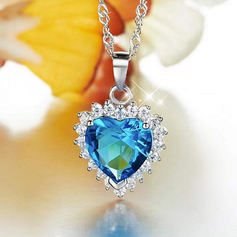 blue heart cut-heart necklace