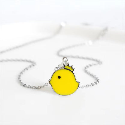 enamel chicken pendant silver