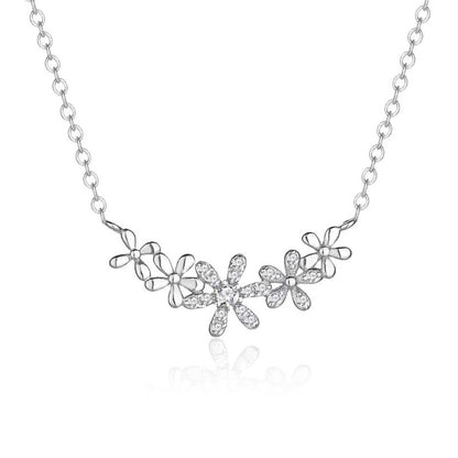 tiny diamond flower necklace