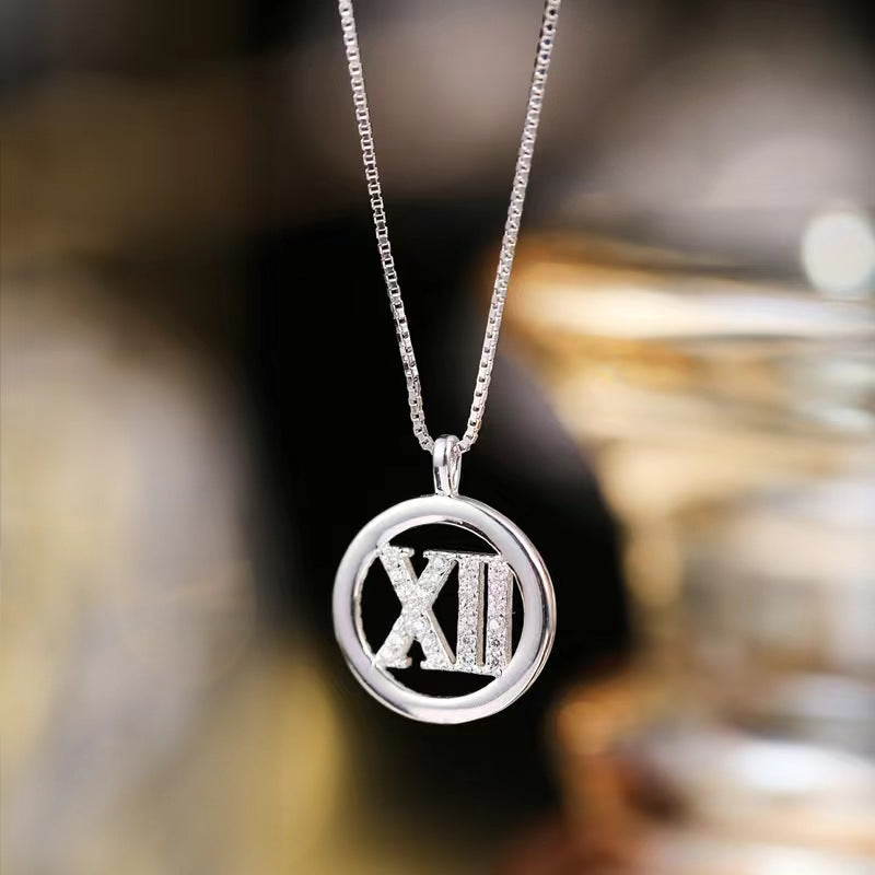 silver circle necklace XII PENDANT