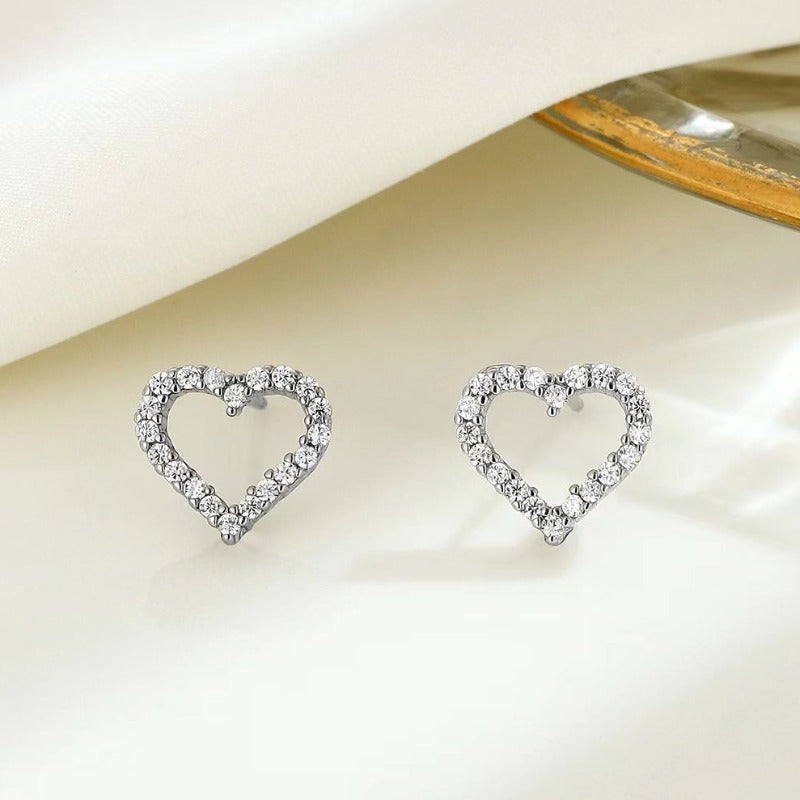 rose gold heart stud earrings