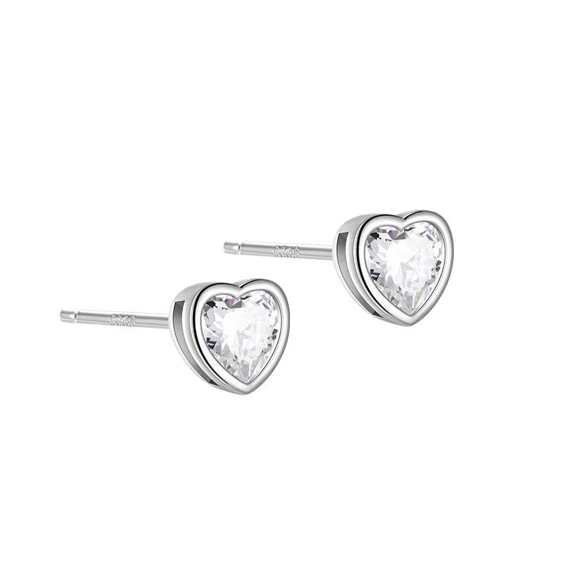 white heart diamond stud earrings 