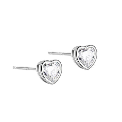 white heart diamond stud earrings