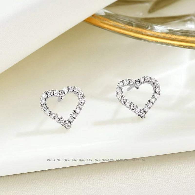 silver stone stud earrings