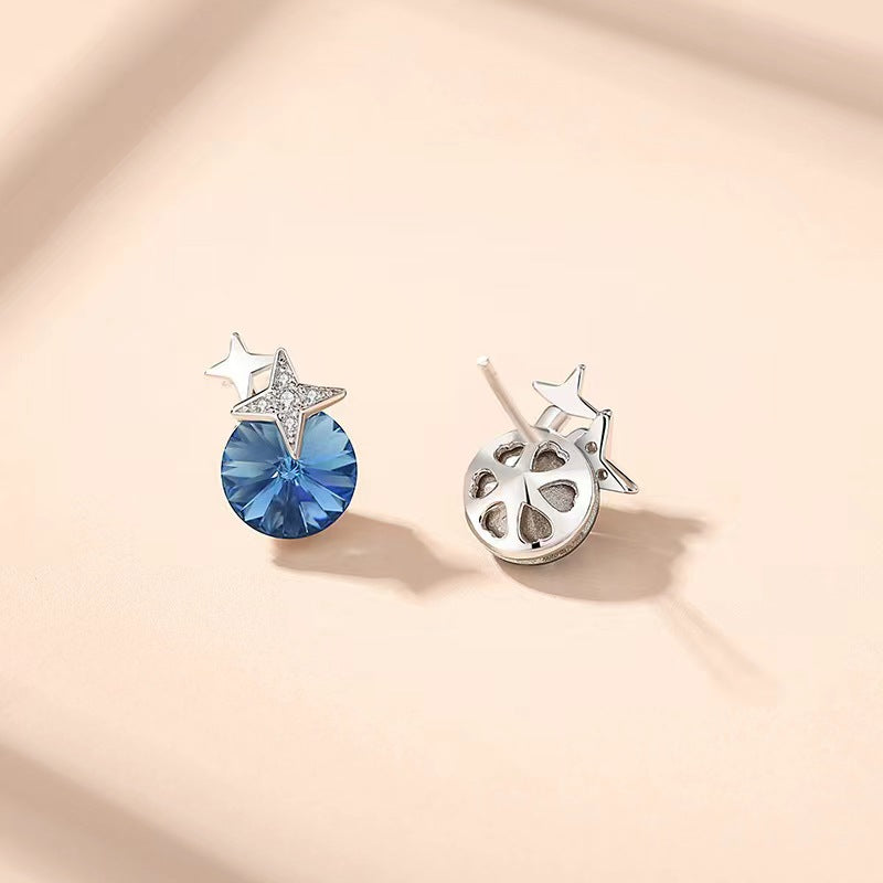 blue star diamond stud earrings