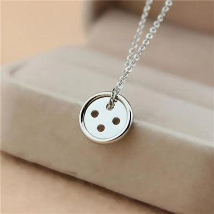 button pendant necklace silver